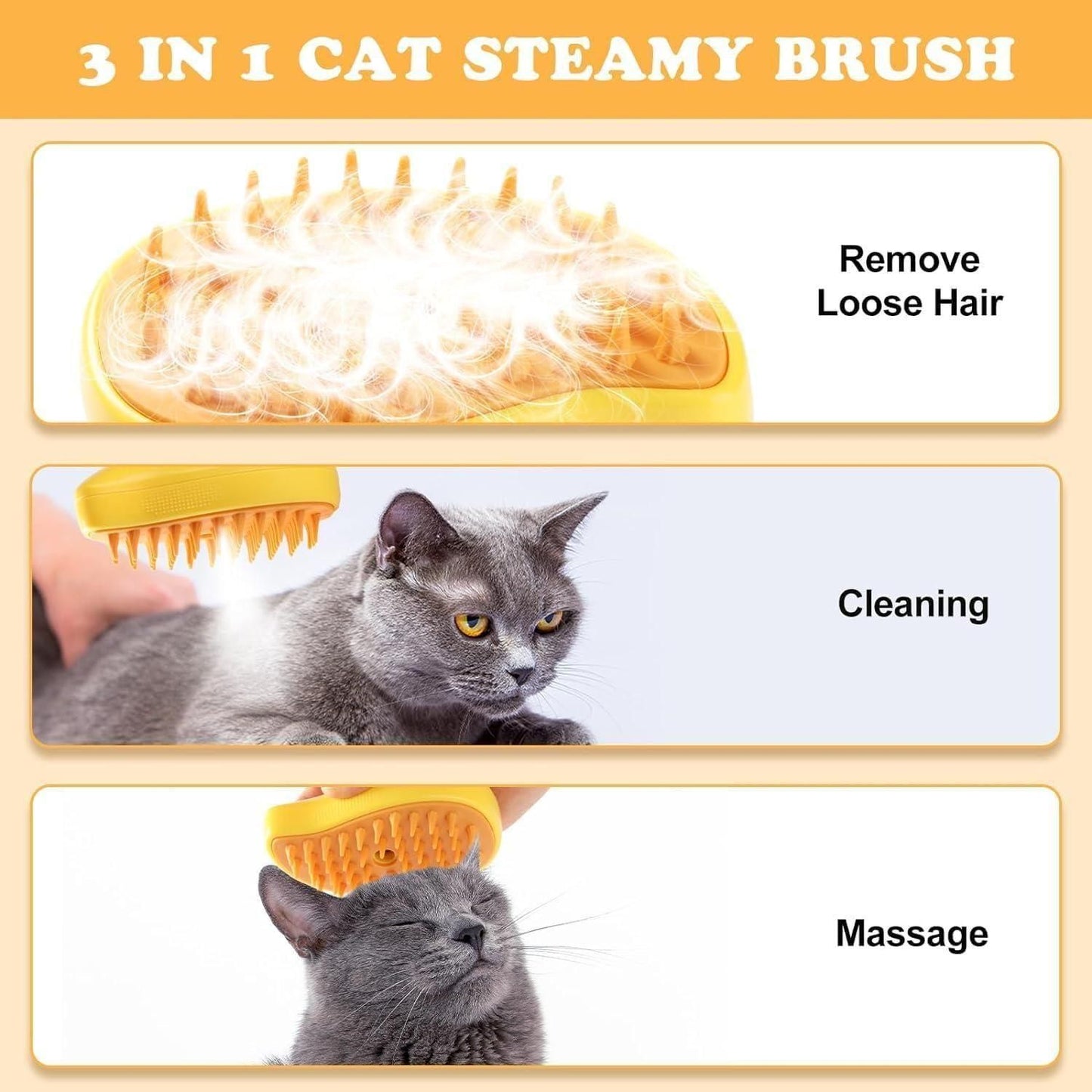 3 In 1 Steaming Pet Hair Brush