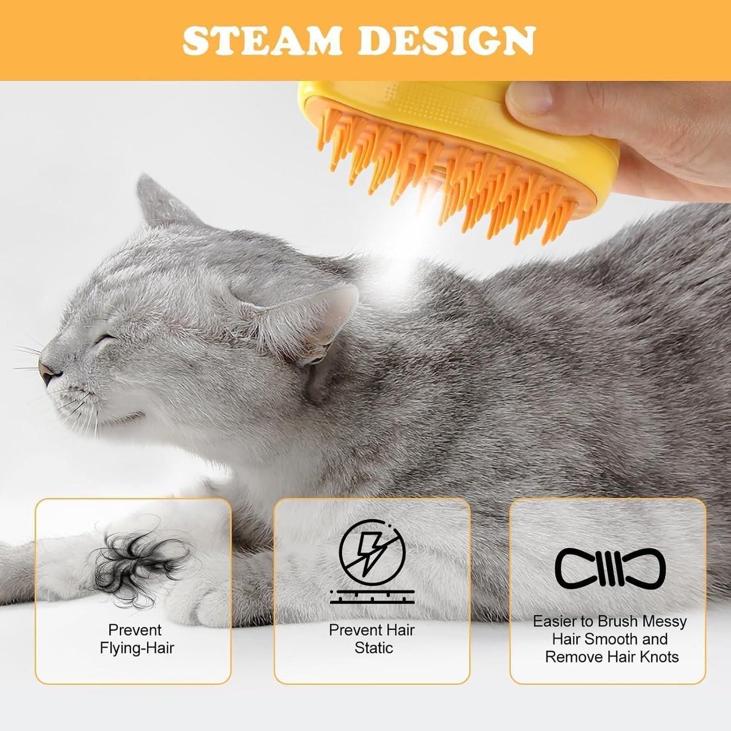 3 In 1 Steaming Pet Hair Brush