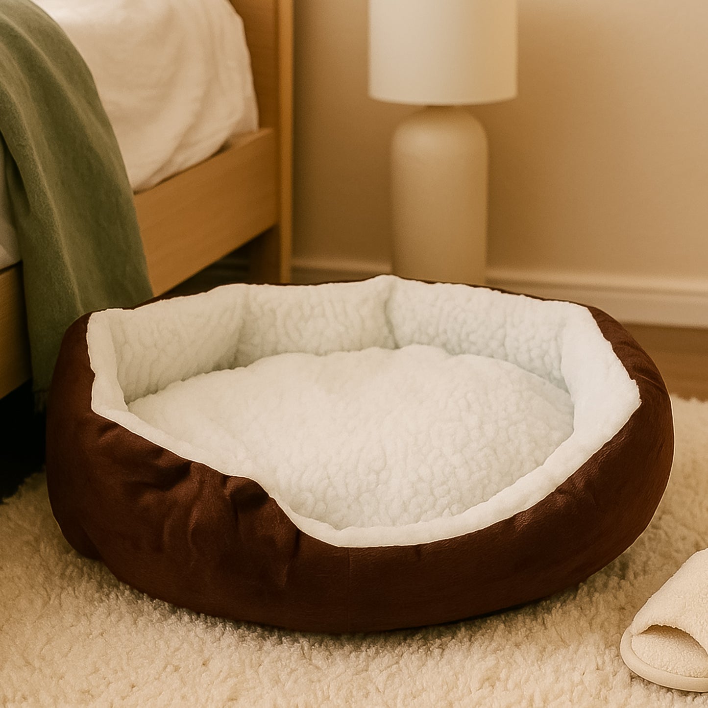 Soft Plush Round Pet Bed For Cats And Small Dogs (1 Pc)