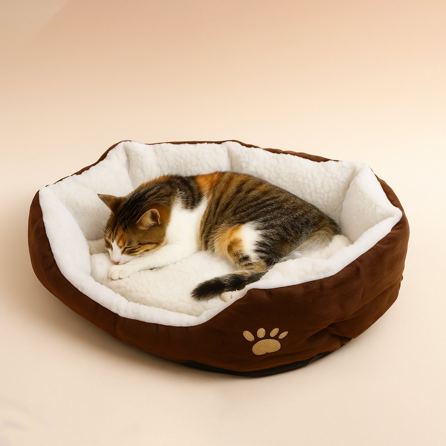 Soft Plush Round Pet Bed For Cats And Small Dogs (1 Pc)