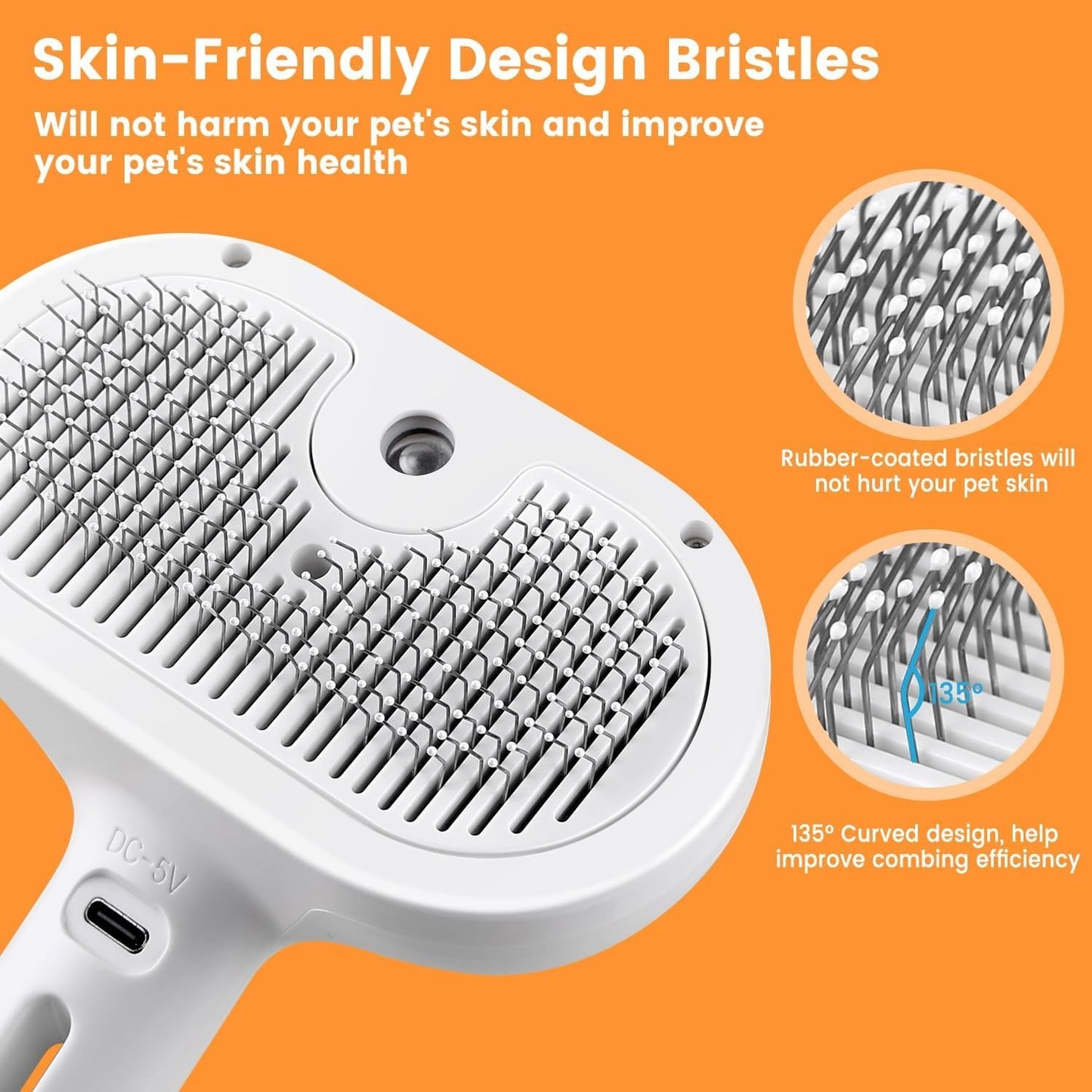 2-in-1 Steam & Groom Brush for Pets