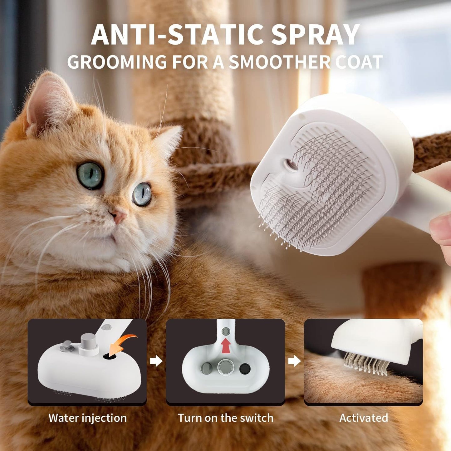 2-in-1 Steam & Groom Brush for Pets