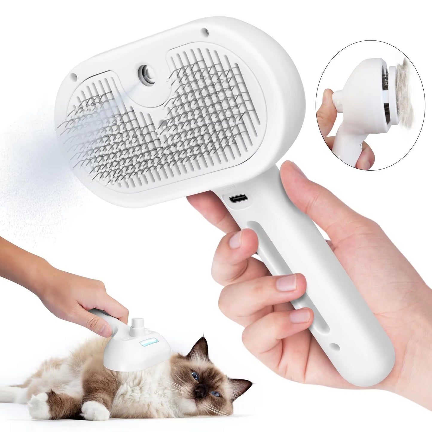2-in-1 Steam & Groom Brush for Pets
