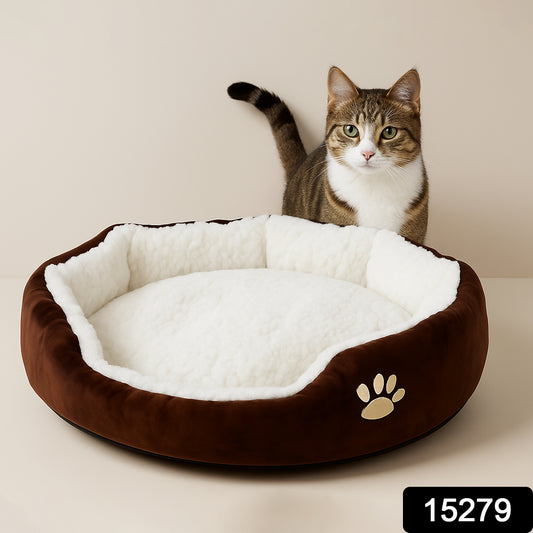 Soft Plush Round Pet Bed For Cats And Small Dogs (1 Pc)